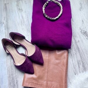 Burgundy cashmere long style sweater with a wider elastic band (size S)